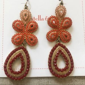 Stella & Dot Capri red coral drop earrings.